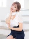 イメージ画像3 キャバドレス 韓国 [Tika/ティカ]久保七瀬着用 レース スタンド フリル チョーカー リボン バイカラー フレア ミニドレス ホワイト×ネイビー S?Lサイズ 韓国ドレス キャバ ドレス aライン 大きいサイズ ミニ 膝丈 キャバワンピ 私服 シンプル ワンピース 白 紺 通販