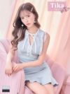 イメージ画像6 キャバドレス 韓国 [Tika/ティカ]黒崎みさ着用 ネックリボン レース 裾フリル ミニドレス ブルー ブラック S?Lサイズ 韓国ドレス キャバ ドレス 大きいサイズ ミニ 膝丈 キャバワンピ 私服 シンプル ワンピース 青 黒 通販