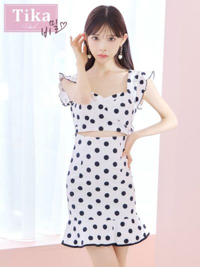 [SALE] [韓国ドレス] フリル袖ドット...