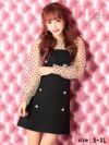メイン画像 キャバドレス 安い Tika ティカ 一條りおな着用 ハイネック フリル ドット柄 シースル ダブルボタン フレア ミニドレス ベージュ×ブラック S?XLサイズ キャバ ドレス 大きいサイズ aライン ミニ 膝丈 可愛い 通販