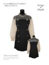 イメージ画像6 キャバドレス 安い Tika ティカ 一條りおな着用 ハイネック フリル ドット柄 シースル ダブルボタン フレア ミニドレス ベージュ×ブラック S?XLサイズ キャバ ドレス 大きいサイズ aライン ミニ 膝丈 可愛い 通販