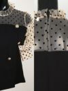 イメージ画像8 キャバドレス 安い Tika ティカ 一條りおな着用 ハイネック フリル ドット柄 シースル ダブルボタン フレア ミニドレス ベージュ×ブラック S?XLサイズ キャバ ドレス 大きいサイズ aライン ミニ 膝丈 可愛い 通販