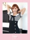 イメージ画像1 キャバドレス 韓国 [Tika/ティカ]明日花キララ着用 ギンガムチェック×ケミカルレース リボン 裾フリル ミニドレス チェック×ブラック S?Lサイズ 韓国ドレス キャバ ドレス 大きいサイズ ミニ 膝丈 キャバワンピ 私服 シンプル ワンピース 通販