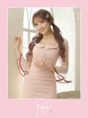 キャバドレス ミニドレス タイト 韓国 大きいサイズ 袖あり Tika ティカ ドットシースルーベルスリーブタイト袖ありミニドレス