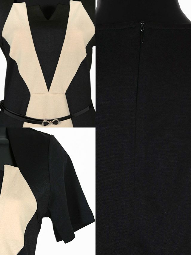 イメージ画像6 Tika S～XXXXLサイズ ウエストベルトバイカラータイトミニドレス 7サイズ展開 /レディース/キャバドレス キャバ嬢 キャバクラ キャバドレス ドレス ラウンジ スナック ナイトワーク お水 大きいサイズ 大きいサイズドレス