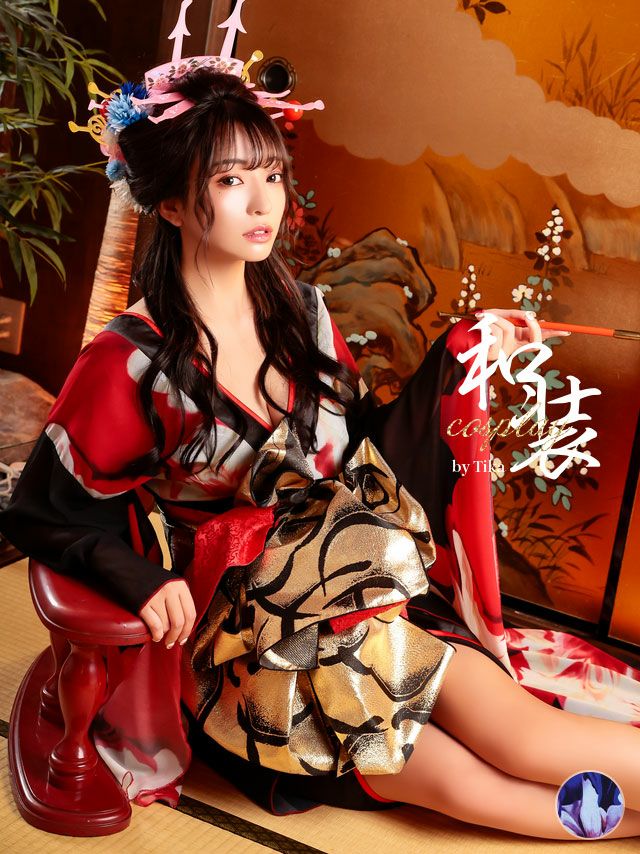 コスプレ衣装 花柄和テイストロングドレス