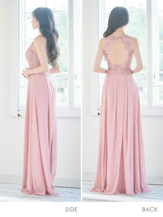 イメージ画像6 シースルーフラワー刺繍ビジューデザインAラインスリットロングドレス ロングドレス ロング丈 マキシ丈 キャバドレス キャバ クラブ ラウンジ キャバクラ ホワイト ピンク ブラック 白 黒 フレア 花柄 バースデー 誕生日 イベント ナイトドレス