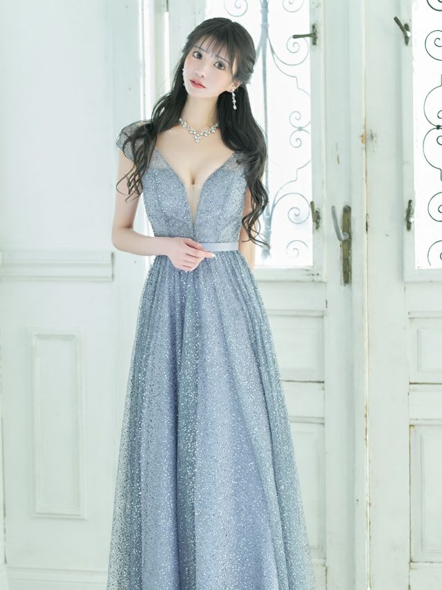 イメージ画像4 バストシースルーラメデザインAラインロングドレス キャバドレス キャバクラ キャバ クラブ ラウンジ スナック キャバクラドレス ナイトドレス ロング丈 マキシ丈 フレア ホワイト シルバー ブラック 白 黒 バースデードレス 誕生日 バースデー セクシー エレガント