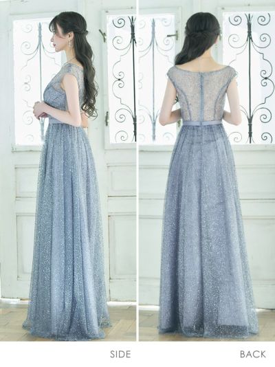 イメージ画像6 バストシースルーラメデザインAラインロングドレス キャバドレス キャバクラ キャバ クラブ ラウンジ スナック キャバクラドレス ナイトドレス ロング丈 マキシ丈 フレア ホワイト シルバー ブラック 白 黒 バースデードレス 誕生日 バースデー セクシー エレガント