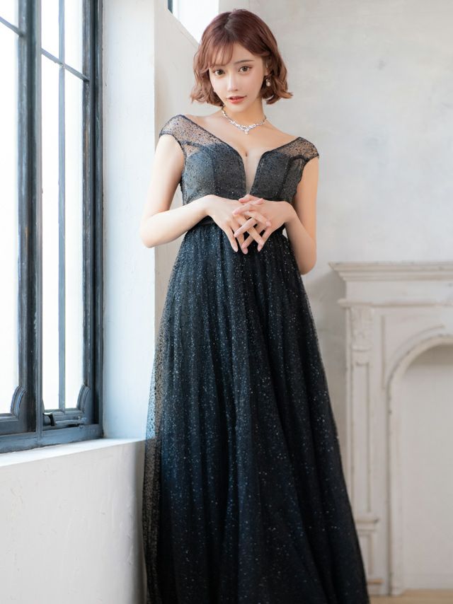 イメージ画像9 バストシースルーラメデザインAラインロングドレス キャバドレス キャバクラ キャバ クラブ ラウンジ スナック キャバクラドレス ナイトドレス ロング丈 マキシ丈 フレア ホワイト シルバー ブラック 白 黒 バースデードレス 誕生日 バースデー セクシー エレガント