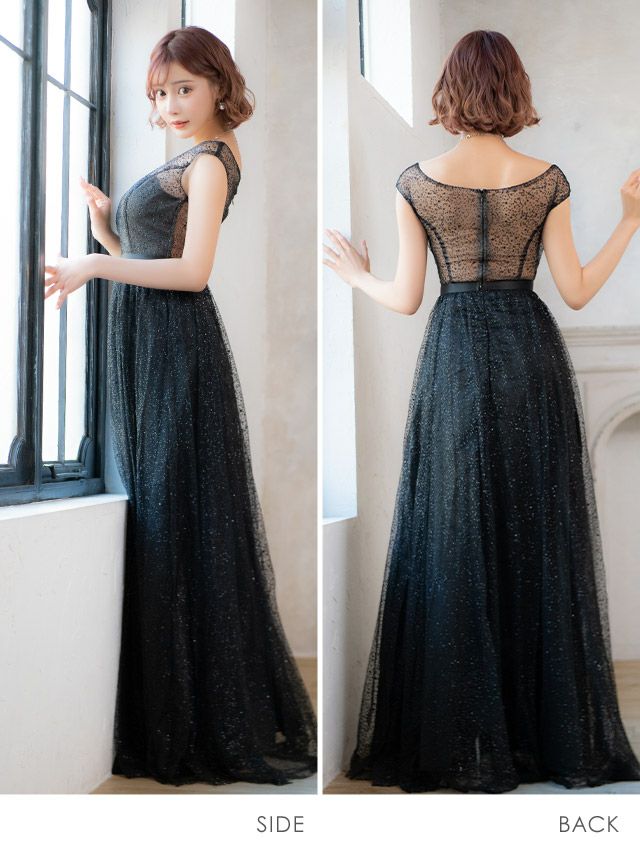 イメージ画像13 バストシースルーラメデザインAラインロングドレス キャバドレス キャバクラ キャバ クラブ ラウンジ スナック キャバクラドレス ナイトドレス ロング丈 マキシ丈 フレア ホワイト シルバー ブラック 白 黒 バースデードレス 誕生日 バースデー セクシー エレガント