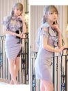 イメージ画像2 キャバドレス ミニ丈 ミニドレス Tika ネックリボンアシメフリルショルダーフラワー刺繍ビジューレースタイトミニドレス