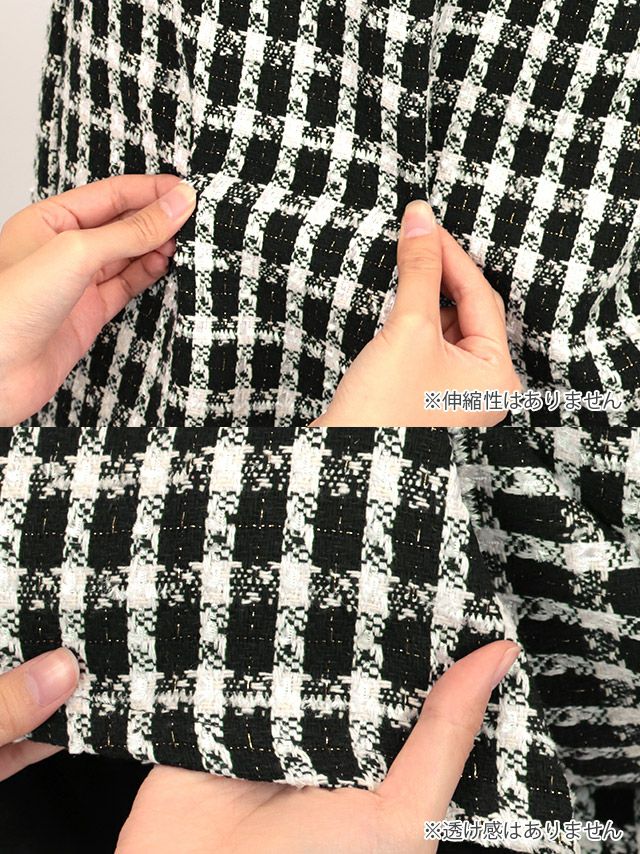 イメージ画像9 クロスネックフリルスリーブウエストリボンモノトーンチェックツイードタイトミニドレス キャバドレス キャバ キャバクラ クラブ ラウンジ スナック ラウンジ キャバクラドレス ナイトドレス チェック柄 ツイード ブラック ホワイト モノトーン 白 黒  可愛い 膝丈 ミニ丈 大きいサイズ