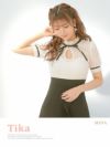 イメージ画像1 [韓国ドレス] ネックリボンカラーレースフリルドッキングAラインフレアミニドレス (ホワイト×ブラック/ピンク×ネイビー) (Sサイズ/Mサイズ/Lサイズ)