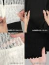 イメージ画像10  [韓国ドレス] ネックリボンカラーレースフリルドッキングAラインフレアミニドレス (ホワイト×ブラック/ピンク×ネイビー) (Sサイズ/Mサイズ/Lサイズ)