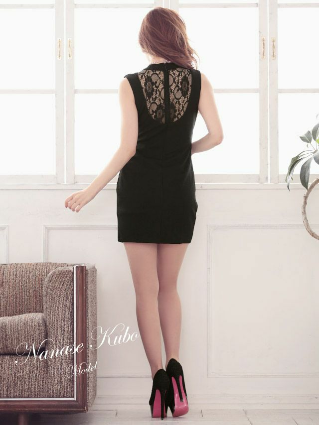 イメージ画像4 ウエストベルトノースリーブタイトミニドレス (レッド/ブルー/ブラック) (Mサイズ)