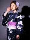 イメージ画像3 浴衣 粋 濃紺 紺地 しっとり 菖蒲 あやめ 花 花柄 ゆかた 3点セット セット 大人 レディース 帯 下駄 平帯 作り帯 和装 和服 レディース浴衣 大人浴衣 可愛い お洒落