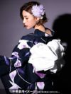 イメージ画像7 浴衣 粋 濃紺 紺地 しっとり 菖蒲 あやめ 花 花柄 ゆかた 3点セット セット 大人 レディース 帯 下駄 平帯 作り帯 和装 和服 レディース浴衣 大人浴衣 可愛い お洒落