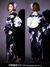 イメージ画像8 浴衣 粋 濃紺 紺地 しっとり 菖蒲 あやめ 花 花柄 ゆかた 3点セット セット 大人 レディース 帯 下駄 平帯 作り帯 和装 和服 レディース浴衣 大人浴衣 可愛い お洒落