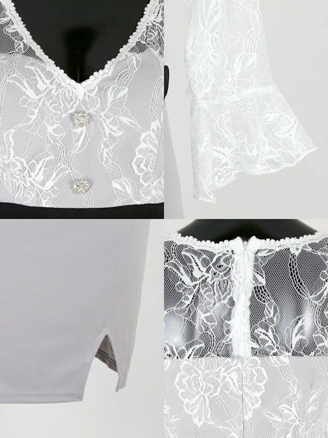 キャバドレス ミニドレス タイトドレス 大きいサイズ セクシー Tika ティカ 袖レースウエスト切替タイトミニドレス