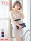 キャバドレス ミニドレス タイトドレス 大きいサイズ セクシー Tika ティカ 袖レースウエスト切替タイトミニドレス