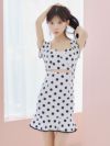 イメージ画像9 キャバドレス ミニドレス タイト 韓国ドレス Tika ティカ 裾フリルウエストカットドット柄タイトミニドレス