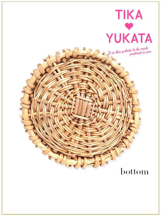 イメージ画像3 籠バッグ かごバッグ カゴバッグ 丸型 ラウンド型 ベージュ パール チェーン ショルダー ハンドバッグ 小さめ 大人 レディース 女性用 浴衣バッグ 和装 和服