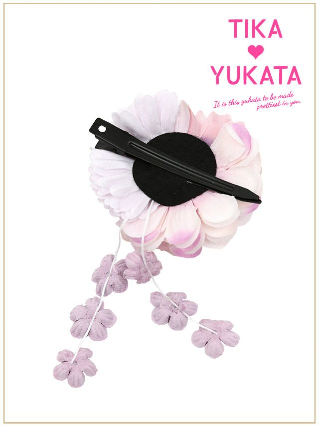 イメージ画像4 髪飾り ヘアアクセサリー ヘアアクセ カラフル グラデーション しだれ 小花 パール 花 フラワー お花  ピンク パープル 大人 子供 浴衣 着物 クリップ 帯飾り 華やか 女性 レディース