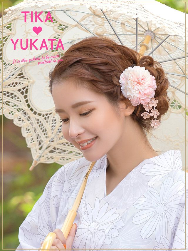 イメージ画像7 髪飾り ヘアアクセサリー ヘアアクセ カラフル グラデーション しだれ 小花 パール 花 フラワー お花  ピンク パープル 大人 子供 浴衣 着物 クリップ 帯飾り 華やか 女性 レディース