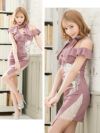 イメージ画像2 キャバドレス ミニ丈 ミニドレス Tika ワンショルフリルチョーカーリボンフラワー刺繍デザインアシメタイトミニドレス