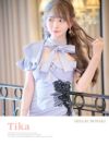 イメージ画像7 キャバドレス ミニ丈 ミニドレス Tika ワンショルフリルチョーカーリボンフラワー刺繍デザインアシメタイトミニドレス