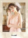 イメージ画像1 キャバドレス ロングドレス ロング丈 マキシ丈 Tika インポート フラワー刺繍レースチュールロングスリットドレス