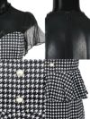 イメージ画像8 キャバドレス ミニドレス Tika シアーハイネックフレアスリーブ千鳥格子柄ペプラムタイトミニドレス チェック柄