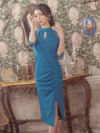 イメージ画像3 キャバドレス ミニドレス 大きいサイズ Tika ティカ スカラップレース切り替えチョーカーネックデザインスリットミディアムドレス