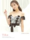 イメージ画像1 キャバドレス ミニドレス 大きいサイズ Tika ティカ オフショルフラワー刺繍レースウエストリボンアシメタイトミニドレス