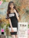 イメージ画像10  キャバドレス ミニドレス 大きいサイズ 膝丈 Tika ティカ オフショルフリルリボンレースタイトミニドレス