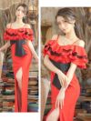 イメージ画像8 キャバドレス ロングドレス マキシ丈 ロング丈 大きいサイズ Tika ティカ ティアードフリルタイトスリットロングドレス