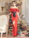 イメージ画像10  キャバドレス ロングドレス マキシ丈 ロング丈 大きいサイズ Tika ティカ ティアードフリルタイトスリットロングドレス