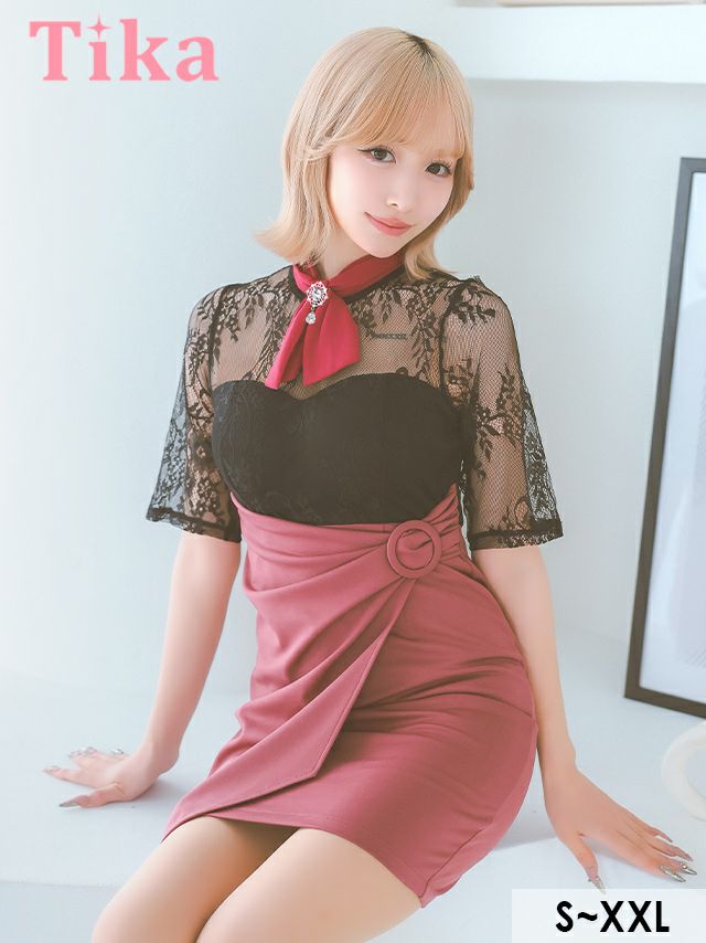 キャバドレス ミニドレス タイトドレス 大きいサイズ ミニ丈 袖あり ワンピース