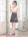 イメージ画像4 キャバドレス ミニドレス 韓国ドレス 大きいサイズ Tika ティカ スクエアネックリボンウエスト切り替えドット裾フリルミニドレス