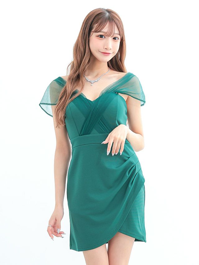 イメージ画像10  キャバドレス ミニドレス ワンピース 膝丈 激安 myMinette マイミネット チュールオフショルラップミニドレス