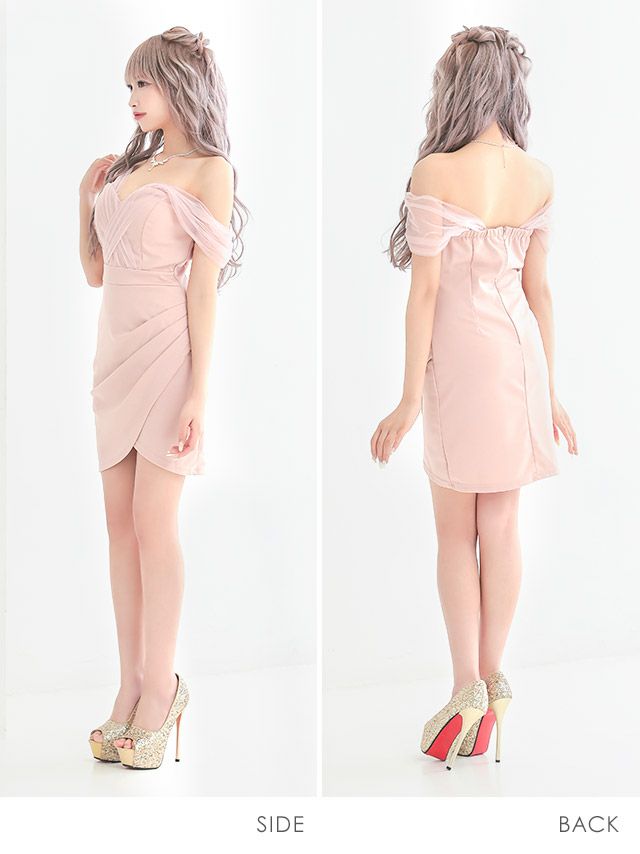 イメージ画像9 キャバドレス ミニドレス シンプル ミニ丈 激安 myMinette マイミネット シースルーオフショルダータイトラップミニドレス
