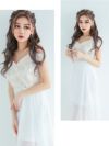 キャバドレス ロングドレス ロング丈 激安 myMinette マイミネット オープンショルダージャガードウエスト切り替えシアーフレアスリットロングドレス