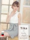 キャバドレス ミニドレス 膝丈 大きいサイズ Tika ティカ フラワーレーストップウエストリボンラップ裾フリルミニドレス