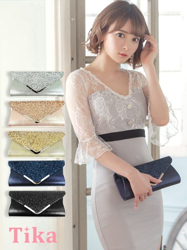 バッグ クラッチバッグ カバン パーティーバッグ パーティー Tika ティカ 2wayグリッターフレームクラッチバッグ