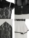 キャバドレス ロングドレス マキシ丈 タイト 大きいサイズ Tika ティカ ブラックレース切り替えペプラムキャミロングドレス