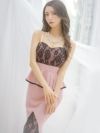 ロングドレス キャバドレス マキシ丈 タイト 大きいサイズ フラワーレースデザインペプラムタイトロングドレス