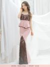 キャバドレス ロングドレス マキシ丈 大きいサイズ Tika ティカ フラワーレース切り替えペプラムマーメイドロングドレス