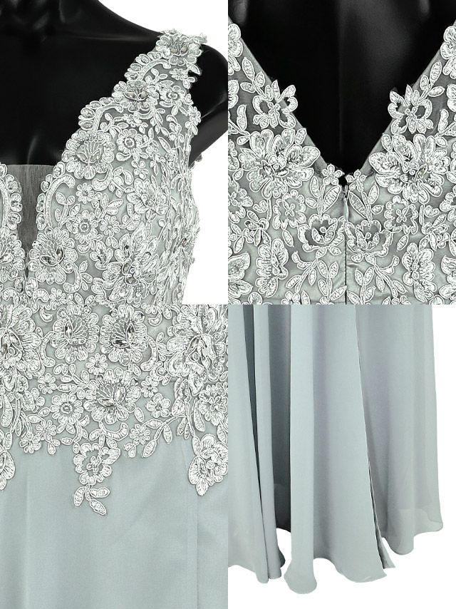 キャバドレス ロングドレス マキシ丈 スリット バースデー イベント Tika ティカ フラワー刺繍レースビジュードレープスリットロングドレス