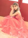 キャバドレス ロングドレス Aライン バースデー イベント 大きいサイズ Tika ティカ ホルターネックフラワー刺繍ボリュームチュールAラインロングドレス